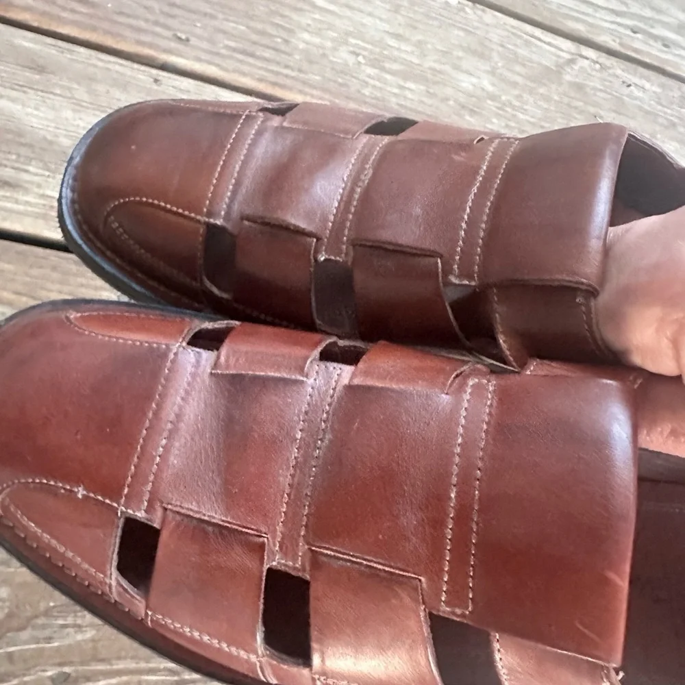 Cole Haan Brown Leather Fisherman Sandals